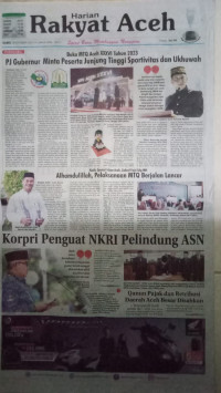 Rakyat Aceh : Spirit Baru Membangun Nanggroe : Kamis 30 November 2023 / 16 Jumadil Awal 1445 H