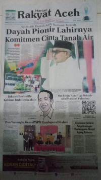 Rakyat Aceh : Spirit Baru Membangun Nanggroe : Rabu 25 Oktober 2023 / 10 Rabiul Akhir 1445 H