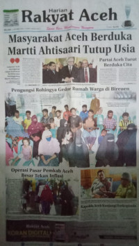 Rakyat Aceh : Spirit Baru Membangun Nanggroe : Selasa, 17 Oktober 2023 / 2 Rabiul Akhir 1445 H